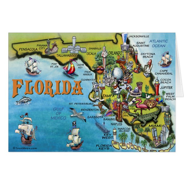 Florida-Cartoon-Karte (Vorderseite (Horizontal))
