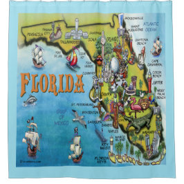 Florida Cartoon Karte Duschvorhang