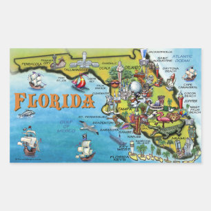 Florida Cartoon Karte Rechteckiger Aufkleber
