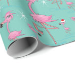 Florida Christmas Flamingos Wrapping Paper Geschenkpapier<br><div class="desc">Retro Sternexplosionen und rosa Flamingos einige mit Weihnachtsmannmützen,  ein Retro Florida Weihnachten - Weihnachtsverpackung -</div>