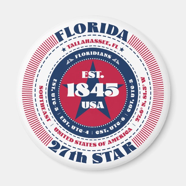 Florida Circle Typografy Souvenir Magnet (Vorne)