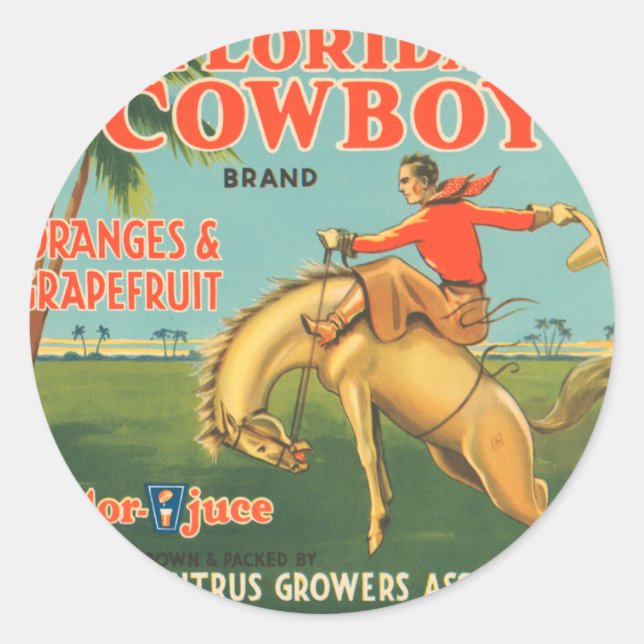 Florida Cowboy Runder Aufkleber (Vorderseite)