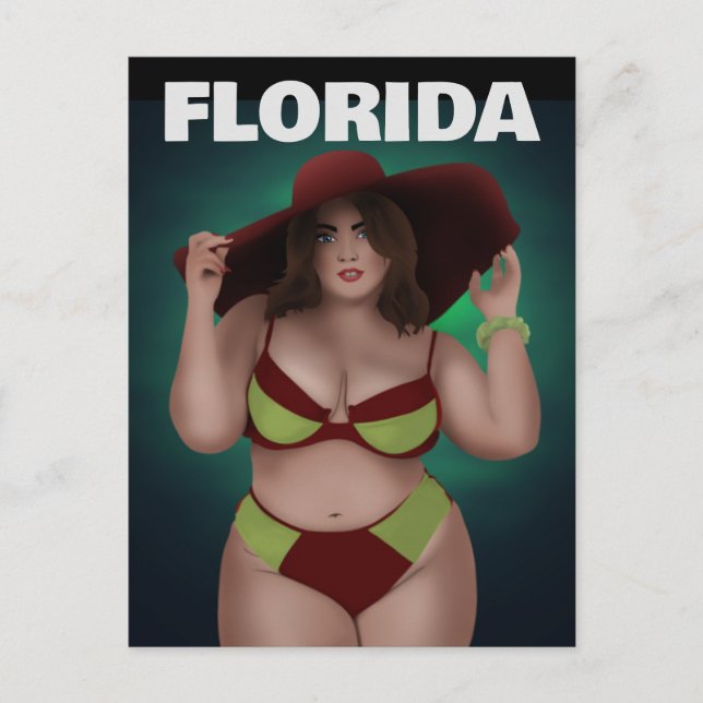 FLORIDA CURVY BBW ART FEMME BIKINI GIRL CARTES POS (Devant)