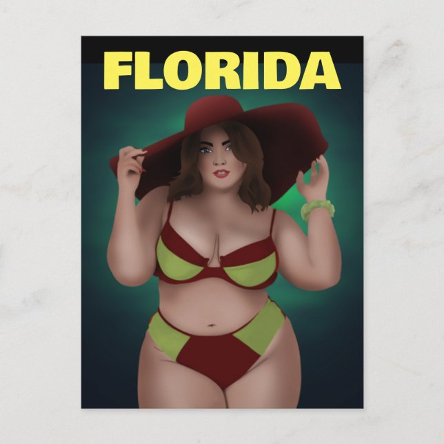 FLORIDA CURVY BBW ART FEMME BIKINI GIRL CARTES POS (Devant)
