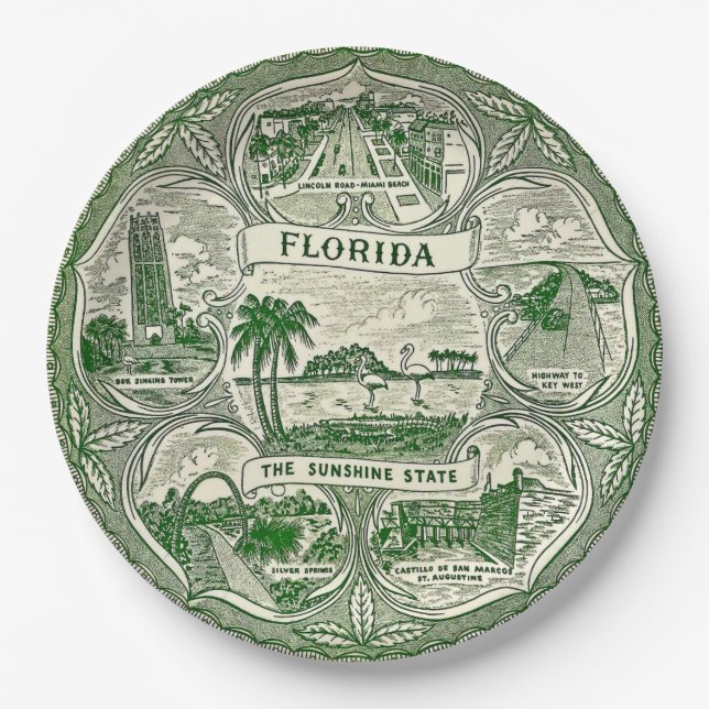 Florida, der Sonnenschein-Staat Pappteller (Vorderseite)
