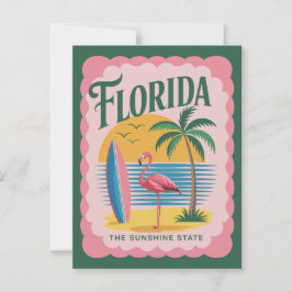 Florida Der sonnige Staat Vintag Flamingo Beach Postkarte
