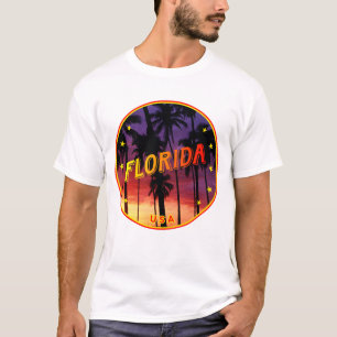 Florida Design mit Sonnenuntergang und Palmen in F T-Shirt