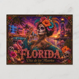 Florida Día de los Muertos Retro Postkarte