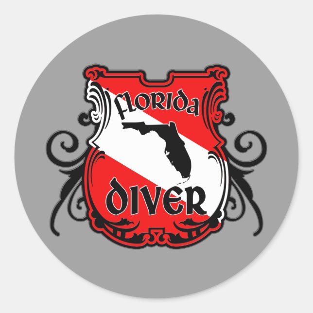 Florida Diver Runder Aufkleber (Vorderseite)