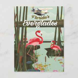 Florida Everglades Cartoon-Reiseposter Postkarte