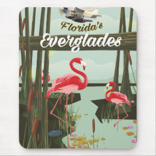 Florida Everglades Cartoon Travel Poster Mousepad
