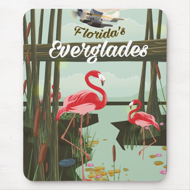 Florida Everglades Cartoon Travel Poster Mousepad (Vorne)