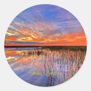 Florida Everglades, landschaftliches Panorama, Runder Aufkleber