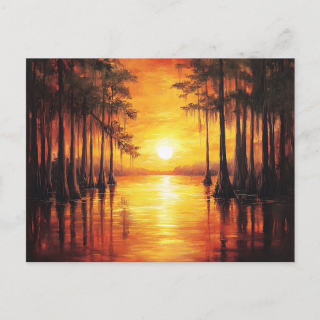 Florida Everglades Sunset Landscape Painting Postkarte (Vorderseite)