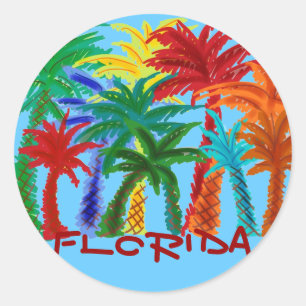Florida farbenfrohe Palmenkleber Runder Aufkleber