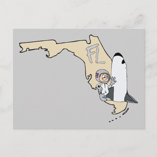 Florida FL Karte & Space Shuttle Cartoon Art Motto (Vorderseite)