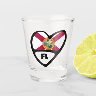 Florida, FL-Staatsflagge im Herzen Schnapsglas