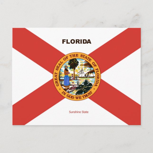 Florida Flag und Slogan Postkarte (Vorderseite)