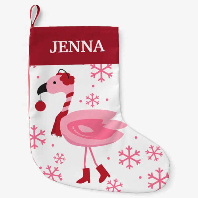 Florida Flamingo Tropical Beach Weihnachtsfeiertag Kleiner Weihnachtsstrumpf (Vorderseite)