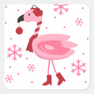 Florida-Flamingo-tropischer Quadratischer Aufkleber