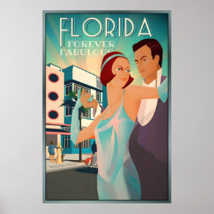 Florida Forever Fantastisch Retro South Beach High Poster
