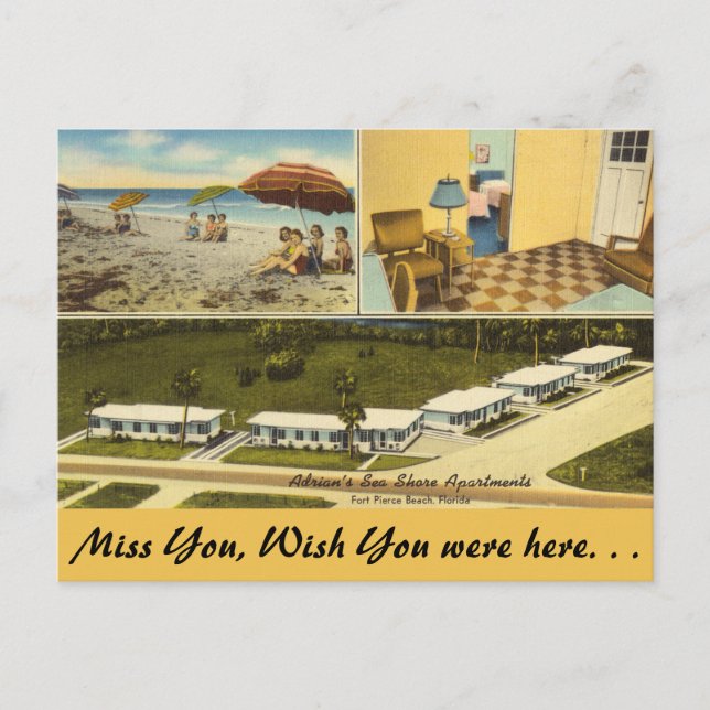 Florida, Ft. Pierce, Sea Shore Apartments Postkarte (Vorderseite)