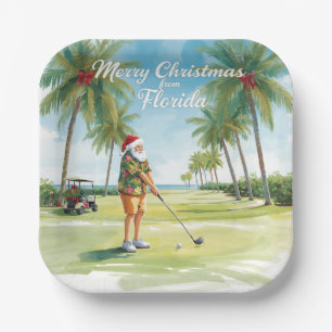 Florida Golf Frohe Weihnachten mit dem Weihnachtsm Pappteller