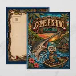 Florida Gone Fishing Langnasenhecht Postkarte