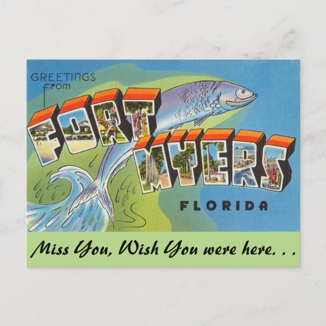 Florida, Grüße von Fort Myers Postkarte (Vorderseite)
