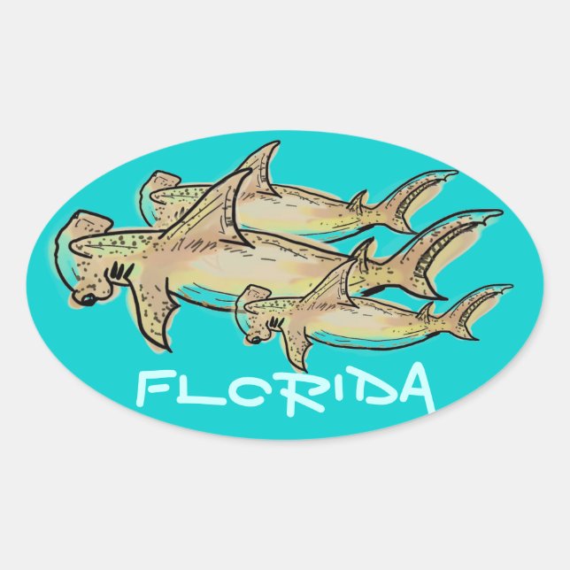 Florida Hammerhaie-Aufkleber Ovaler Aufkleber (Vorderseite)
