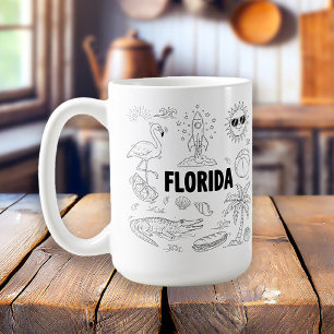 Florida Handgezeichnete Linienkunst-Symbole Kaffeetasse