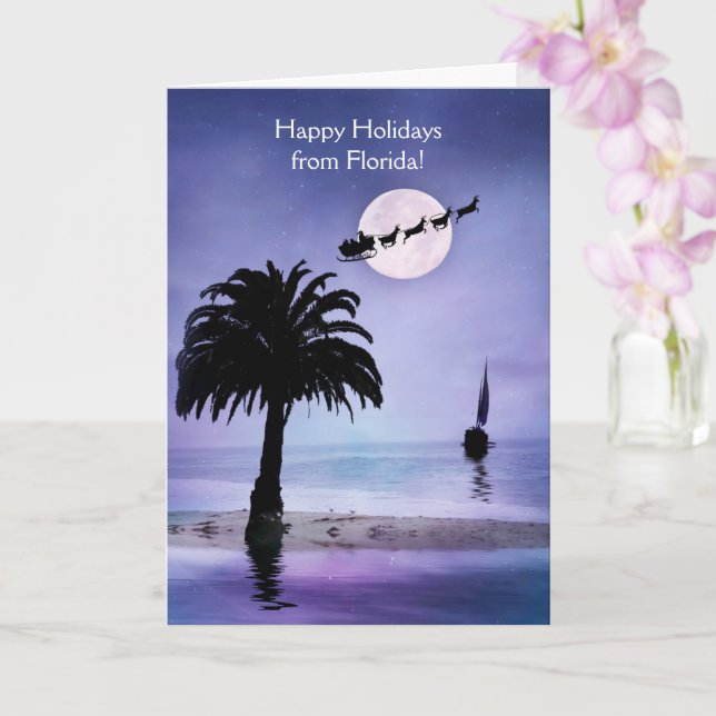 Florida Happy Holidays Coastal Beach Sailboat Karte (Orchidee)