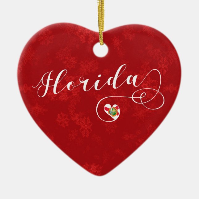 Florida Herz, Weihnachtsbaumschmuck, Floridian Keramikornament (Vorne)