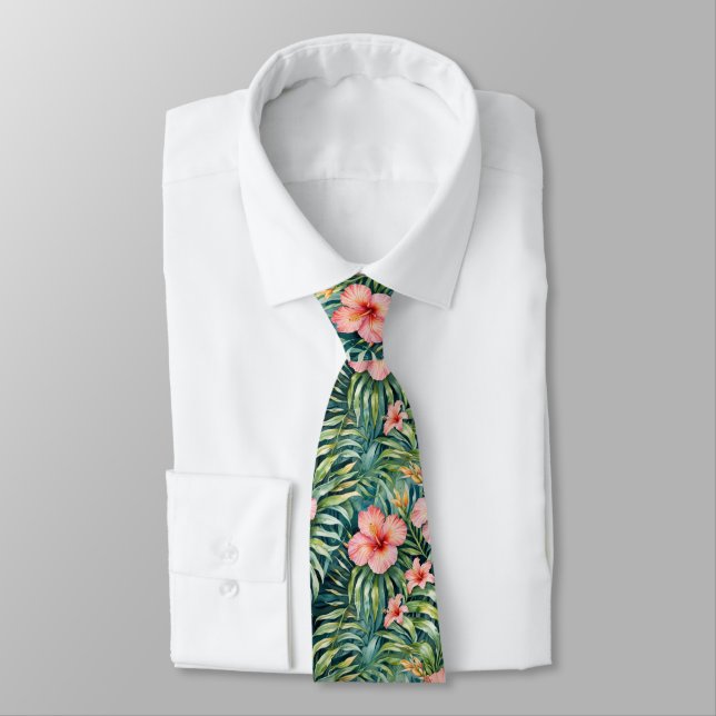 Florida-Hibiskus-Muster  Krawatte (Gebunden)