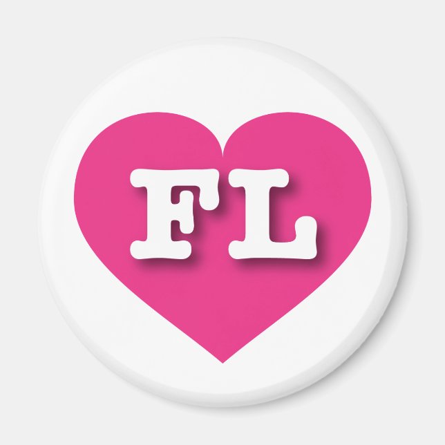 Florida Hot PInk Herz - I Liebe FL Magnet (Vorne)