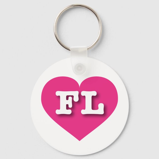 Florida Hot PInk Herz - I Liebe FL Schlüsselanhänger (Vorderseite)