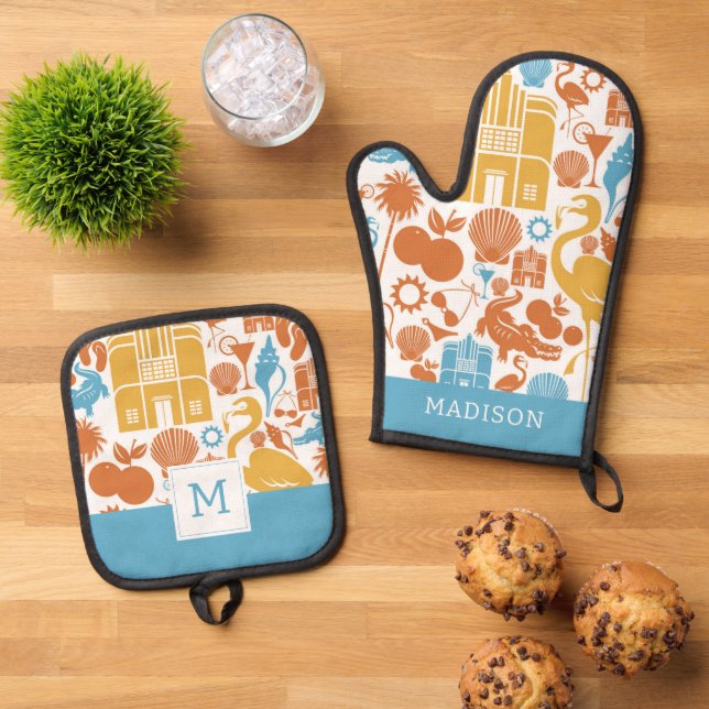 Florida Icons Ofenhandschuh & Topflappen-Set (Oben Unten)