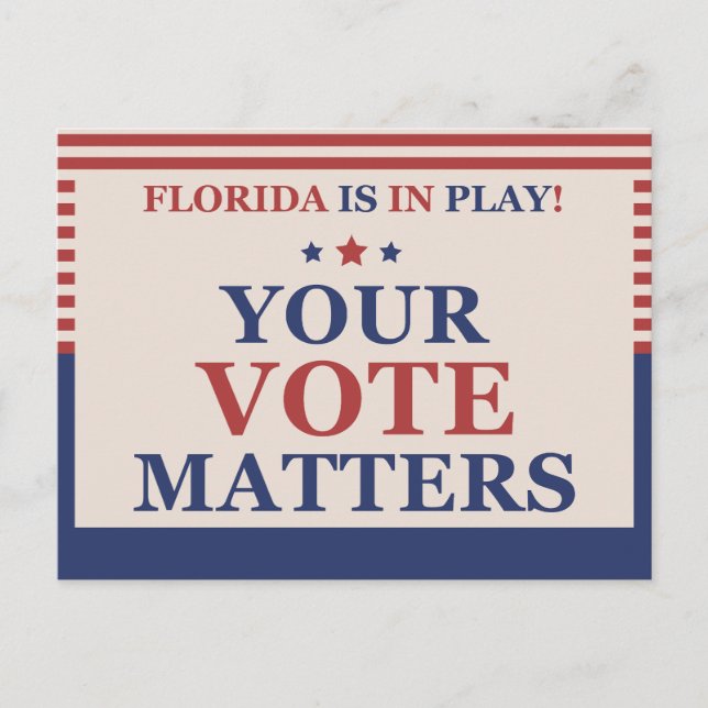 Florida ist im Spiel Ihre Abstimmung Materie GOTV  Postkarte (Vorderseite)