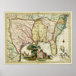 Florida-Karte 1740 Poster
