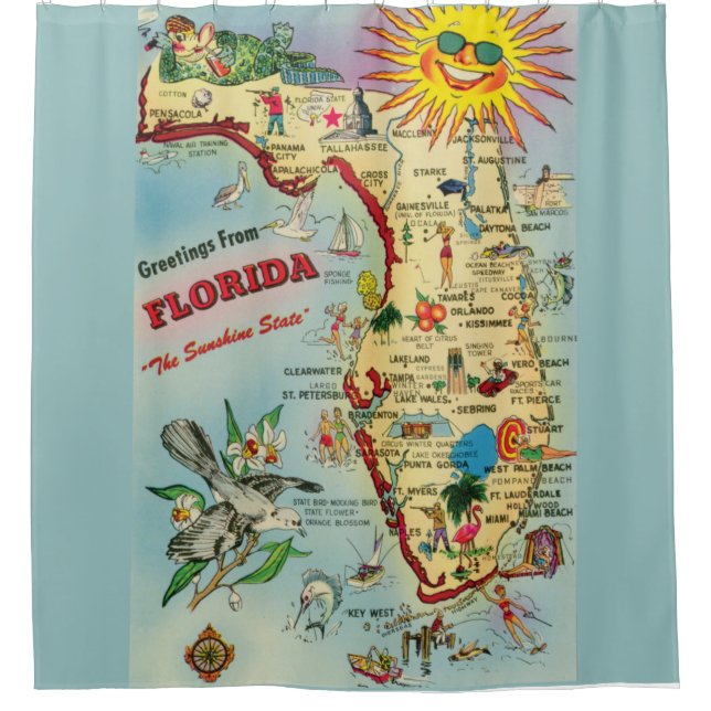 Florida-Karten-Duschvorhang Duschvorhang (Vorderseite)