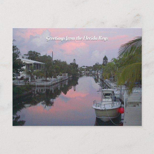 Florida Keys Canal mit dem Grußtext Postkarte (Vorderseite)