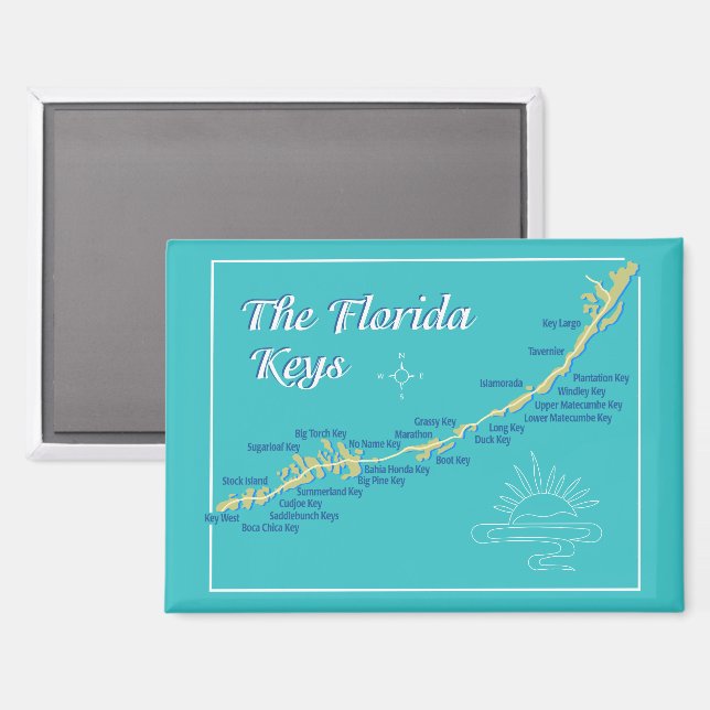 Florida Keys Karte mit Inselnamen Magnet (Vorderseite/Rückseite)