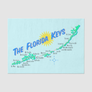 Florida Keys Karte Retro-Illustration Seidenpapier