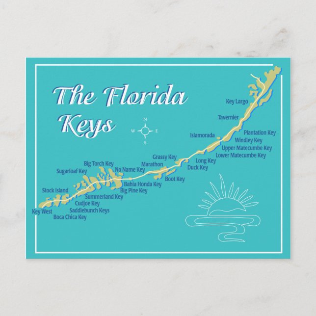 Florida Keys Map Postkarte (Vorderseite)
