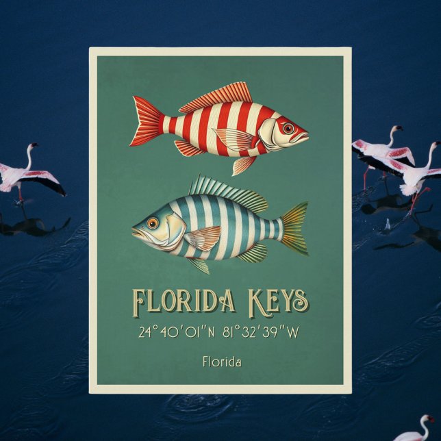Florida Keys poisson rayé marine Carte postale (Créateur téléchargé)