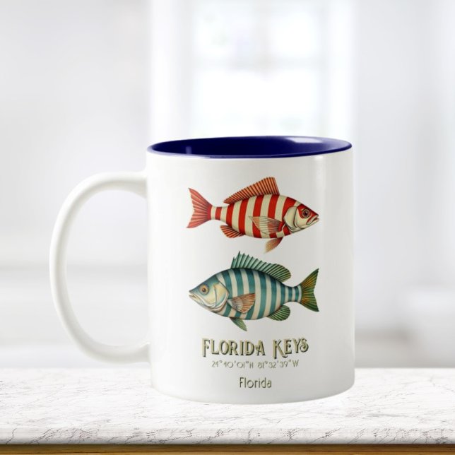 Florida Keys souvenir nautical fish Mug Zweifarbige Tasse (Von Creator hochgeladen)