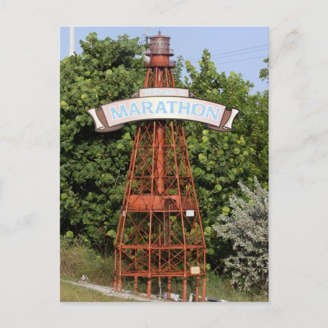 Florida Keys: Willkommen beim Marathon-Schild entl Postkarte (Vorderseite)