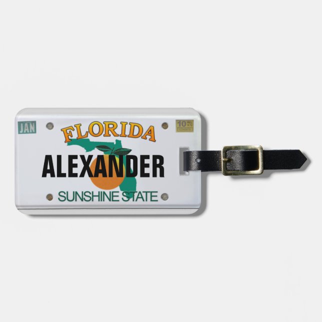 Florida-Kfz-Kennzeichen mit Ihrem Namen Gepäckanhänger (Vorderseite horizontal)