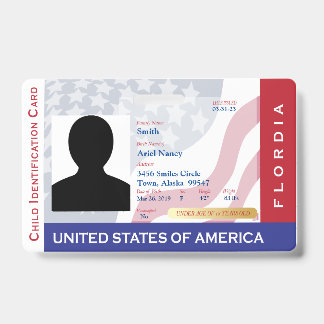 FLORIDA - Kind-ID-Karte - Hintergrund der US-Flagg Ausweis