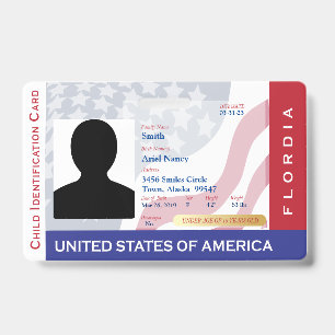 FLORIDA -  Kinder-ID-Karte - Hintergrund mit USA-F Ausweis